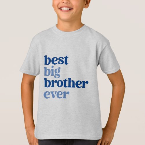 Best Big Brother Ever Gray with Blue Text Boys T_Shirt