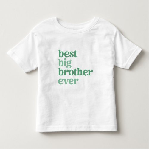 Best Big Brother Ever White with Green Text Boy Toddler T_shirt