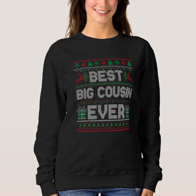 Best Big Cousin Ever Christmas Pajamas Matching Ug Sweatshirt (Front)