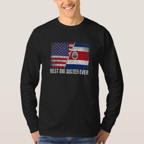 Best Big Sister Ever American Costa Rica Flag Moth T_Shirt