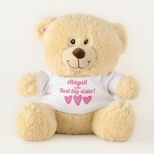 Best big sister Pink Hearts Personalized Teddy Bear