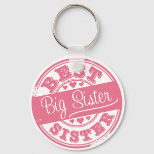 Best Big Sister -rubber stamp effect- Keychain