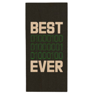 Best Binary DAD Ever Tech Data Storage Wood Flash Drive