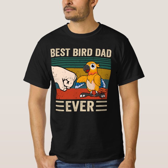 Best Bird Dad Ever, Bird Dad, Mens Parrot Dad Funn T-Shirt (Front)