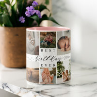 Best Birthday Ever Elegant Script 8 Photo Collage Two-Tone Coffee Mug