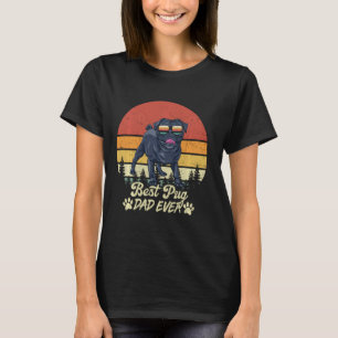 Best Black Pug Dad Ever Vintage Retro Dog Fathers  T-Shirt