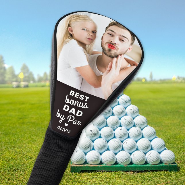Best BONUS DAD By Par Custom Photo Father's Day Golf Head Cover (Creator Uploaded)