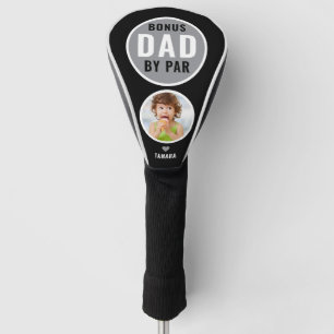 Best Bonus Dad By Par Golf Gift Name Photo Black Head Cover