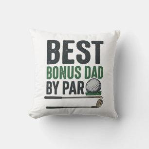Best Bonus Dad by Par Golf Shirt Design_1 Throw Pillow