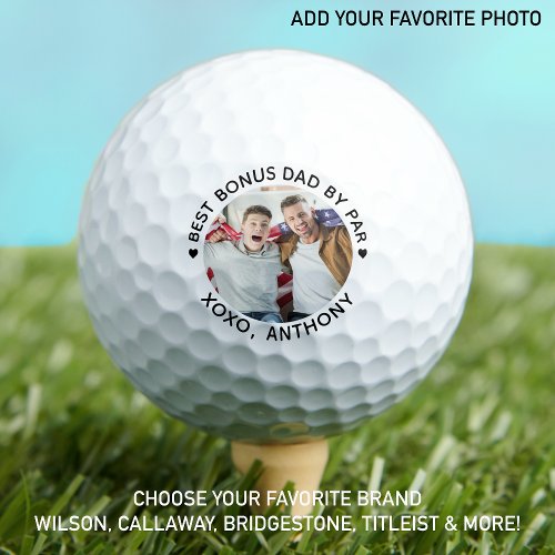 Best BONUS DAD By Par Personalized Photo Golf Balls