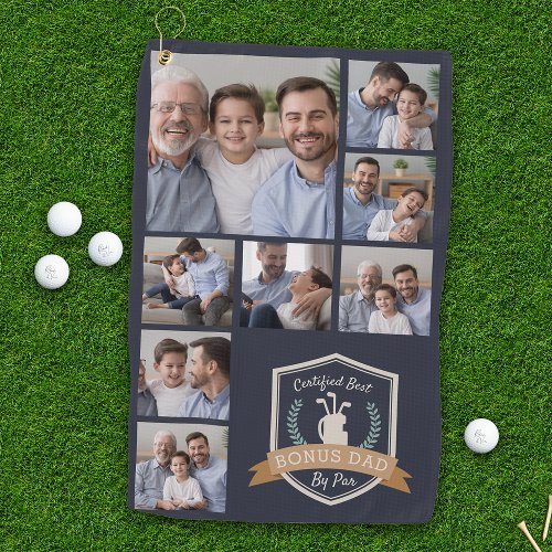 Best Bonus Dad By Par  Photo Collage Golf Towel