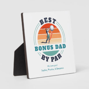 Best Bonus Dad By Par Retro Stepdad Custom Plaque