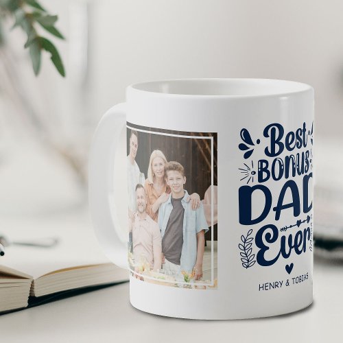 Best Bonus Dad Ever 2 Photo Keepsake Coffee Mug