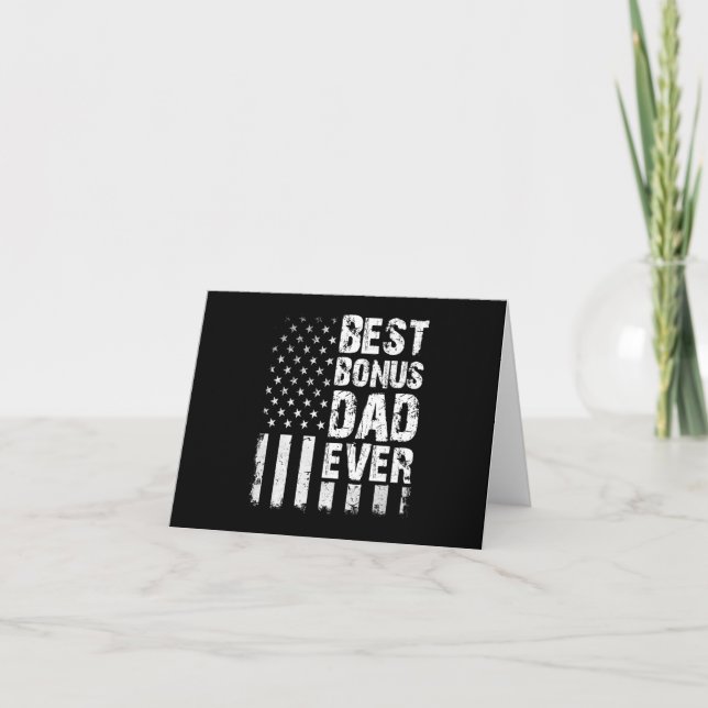 Best Bonus Dad Ever American Flag Card (Front)