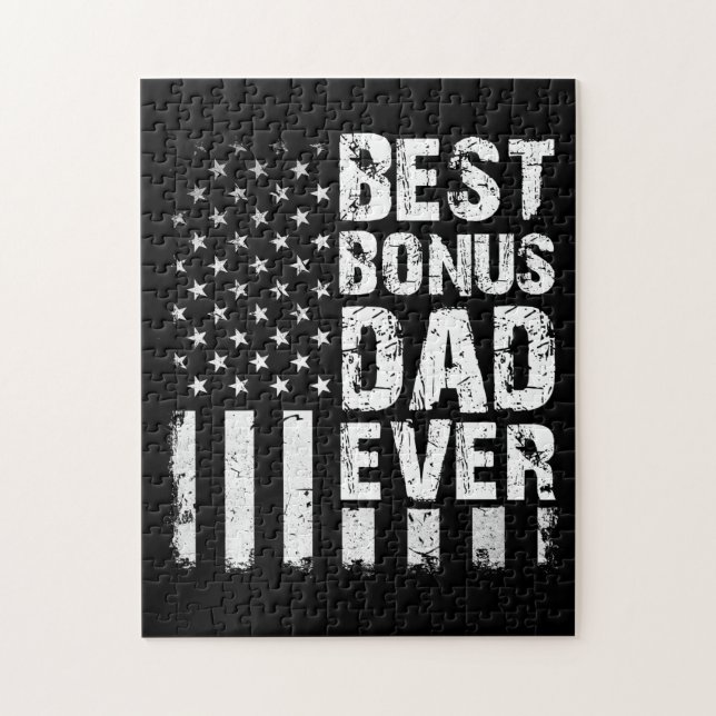 Best Bonus Dad Ever American Flag Jigsaw Puzzle (Vertical)
