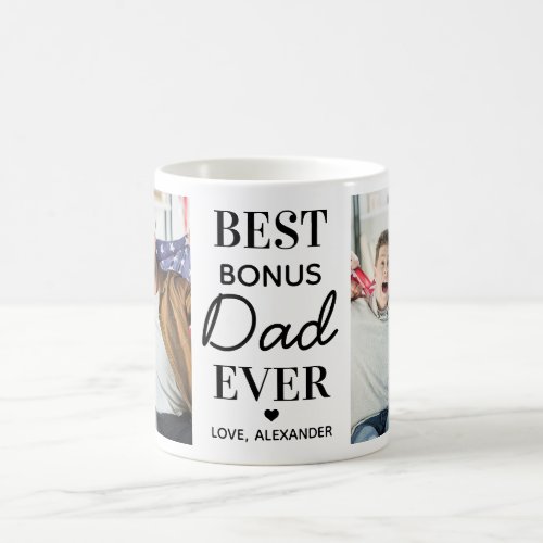 Best BONUS DAD Ever Custom 2 Photo Father's Day Coffee Mug - Surprise your bonus dad or step dad this fathers day with a personalized photo coffee mug.  
"Best Bonus DAD Ever ." Personalize this bonus dad mug with favorite photos, message and name.. Visit our collection for the best dad father's day gifts and personalized dad gifts. COPYRIGHT © 2020 Judy Burrows, Black Dog Art - All Rights Reserved. Best BONUS DAD Ever Custom 2 Photo Father's Day Coffee Mug