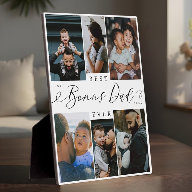 Best Bonus Dad Ever Custom Gift Fathers Day Photo Plaque (Best Bonus Dad Ever Script Fathers Day Photo Plaque)
