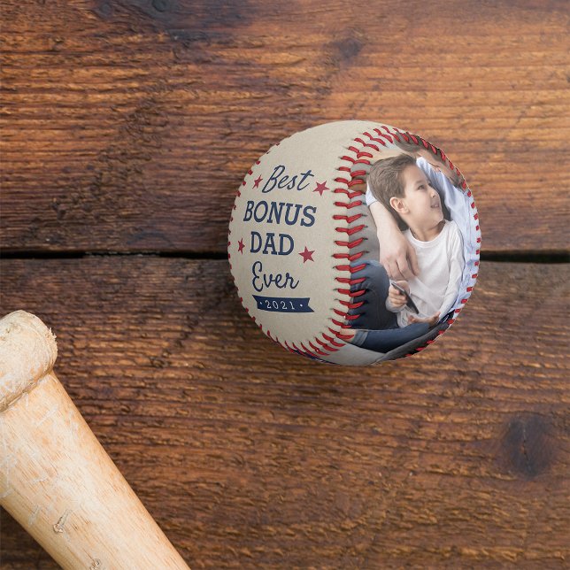 Best Bonus Dad Ever | Custom Photo Baseball (Creator Uploaded)
