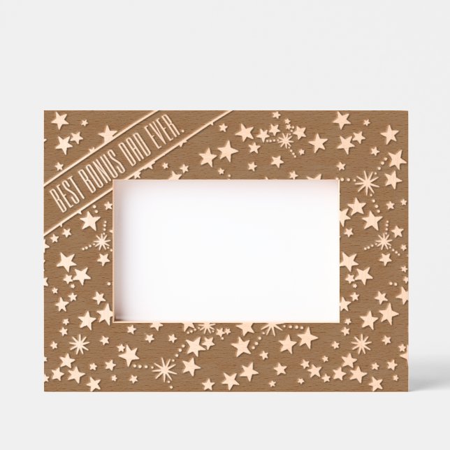 Best Bonus Dad Ever Cute Star Celestial Stepfather Engraved Frames (Front)