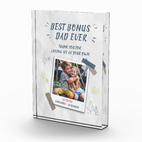 Best Bonus Dad Ever Fathers Day Keepsake Photo Block