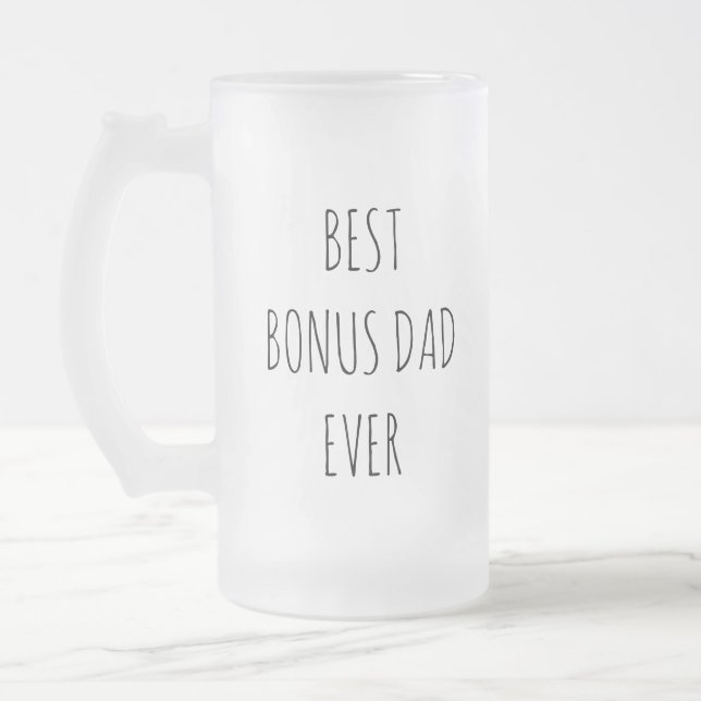 Best Bonus Dad Ever Frosted Glass Beer Mug (Left)