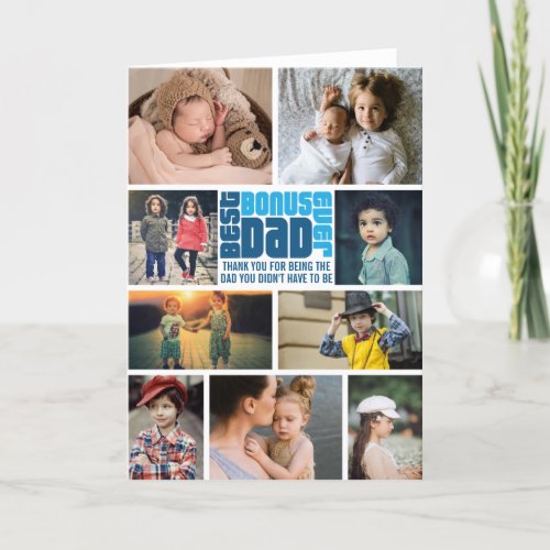 Best Bonus Dad Ever Photo Collage Fathers Day   Card