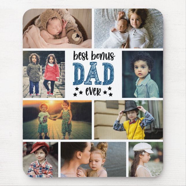 Best Bonus Dad Ever Photo Collage  Mouse Pad (Front)