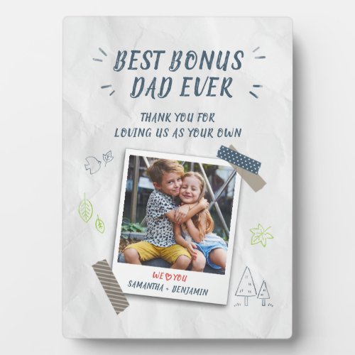 Best Bonus Dad Ever Photo Fathers Day Keepsake Plaque