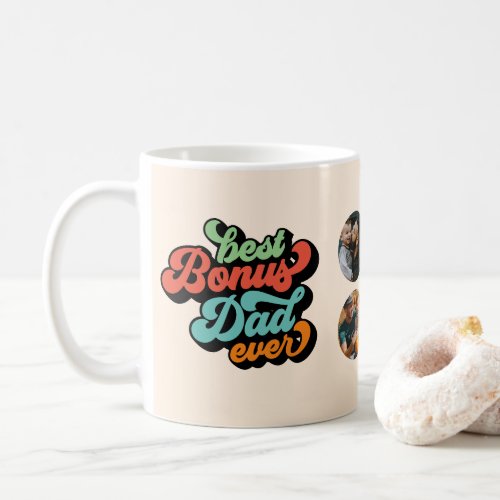 Best Bonus Dad Ever Retro Fathers Day Four Photo Coffee Mug