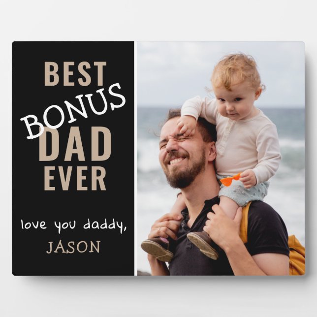 Best Bonus Dad Ever Step Dad Personalized Photo   Plaque (Front)