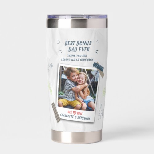 Best Bonus Dad Ever Step Dad Photo Keepsake Custom Insulated Tumbler