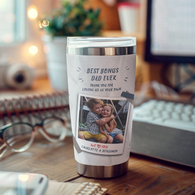 Best Bonus Dad Ever Step Dad Photo Keepsake Custom Insulated Tumbler (Best Bonus Dad Ever Step Dad Photo Keepsake Custom Insulated Tumbler)