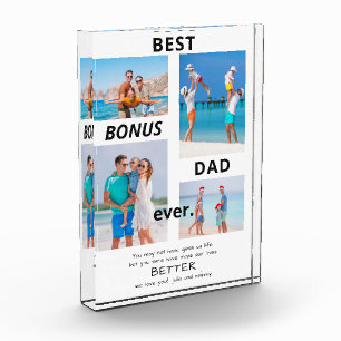 Best Bonus Dad Ever Stepdad 4 Photo Father's Day Block