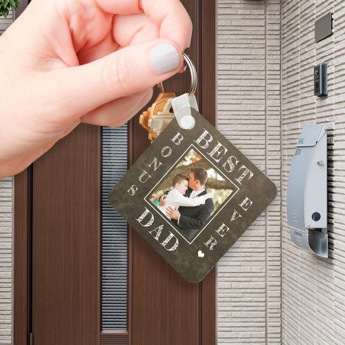 Best bonus dad ever stepdad Fathers Day photo Keychain