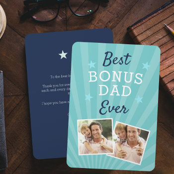 Best Bonus Dad Ever Stepfather Father's Day Photo Card by RedwoodAndVine at Zazzle