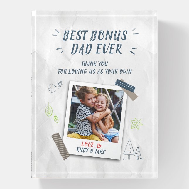 Best Bonus Dad Fathers Day Custom Stepdad Paperweight (Vertical)