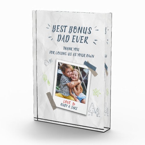 Best Bonus Dad Fathers Day Custom Stepdad Photo Block