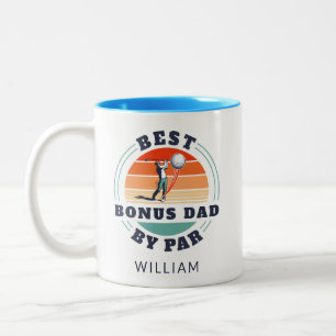 Best Bonus Dad Fathers Day Golf Lover Custom Two-Tone Coffee Mug