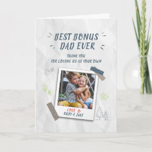 Best Bonus Dad Fathers Day Stepdad Custom Photo Card