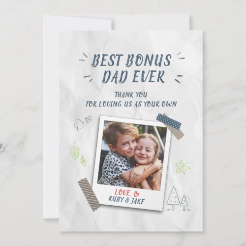 Best Bonus Dad Fathers Day Stepdad Custom Photo Holiday Card