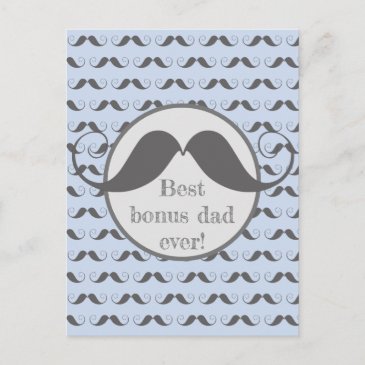 Best bonus dad! Fun Moustache Pattern Father's Day