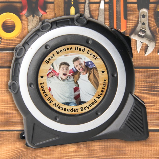 Best BONUS DAD Loved Beyond Measure Custom Photo Tape Measure (Creator Uploaded)