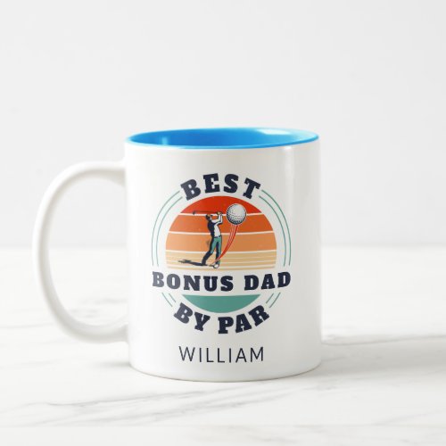 Best Bonus Dad Retro Fathers Day Golf Lover Custom Two_Tone Coffee Mug