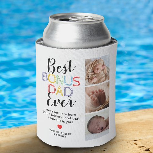 Best Bonus Dad Stepfather 6 Photo Can Cooler