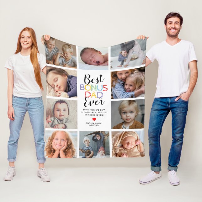 Best Bonus Dad Stepfather Photo Fleece Blanket (In Situ)