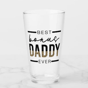 Best Bonus Daddy Ever Leopard Typography Glass
