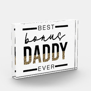 Best Bonus Daddy Ever Leopard Typography Photo Block