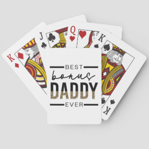 Best Bonus Daddy Ever Leopard Typography Poker Cards