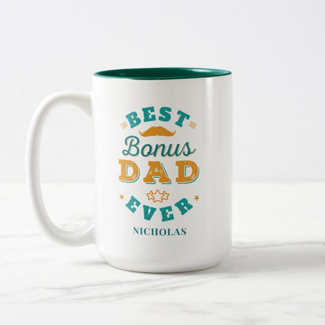 Best Bonus Golfing Birthday Dad Ever Fathers Day Two-Tone Coffee Mug (Left)