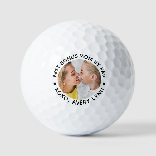 Best BONUS MOM By Par Personalized Photo Golf Balls